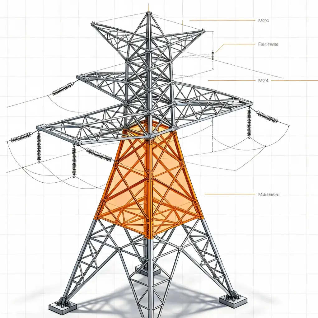 Análisis de materiales de torres de acero de energía